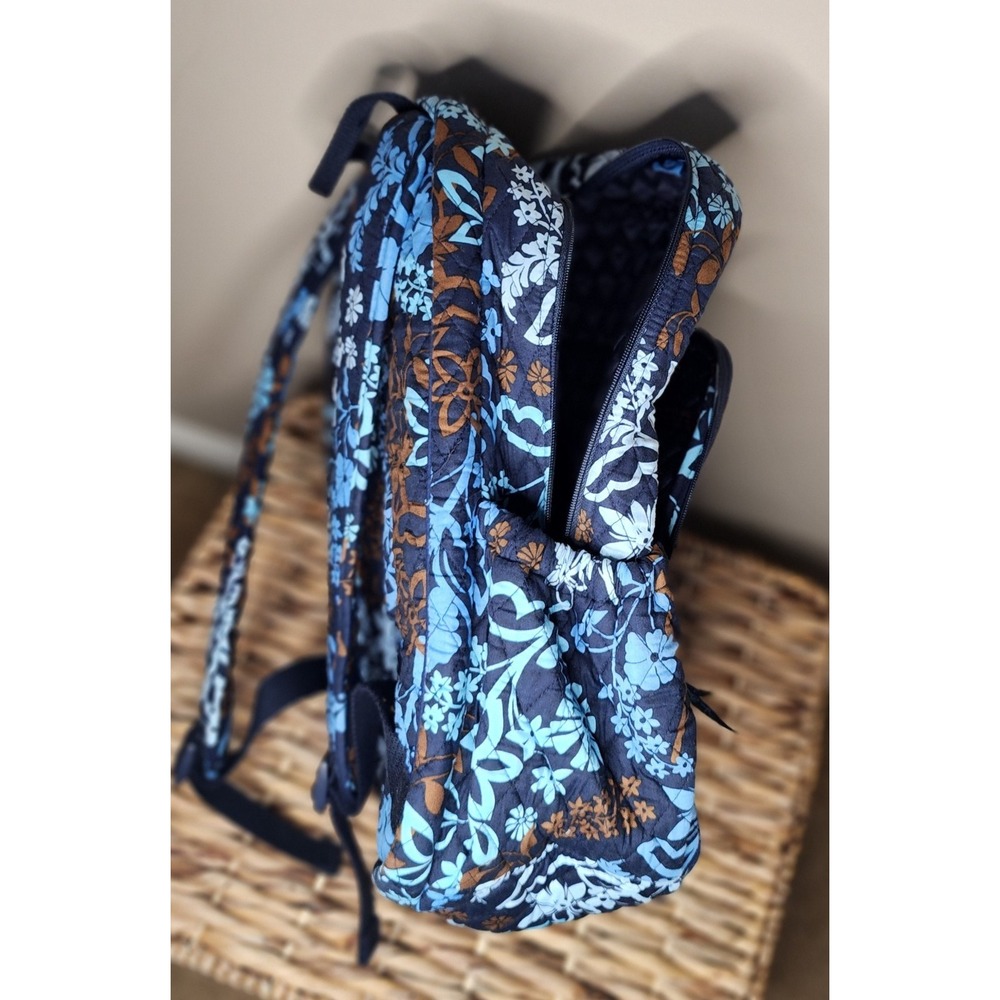 Vera Bradley Campus Backpack Java Blue Retired Floral NWOT Book Bag School - Picture 13 of 14